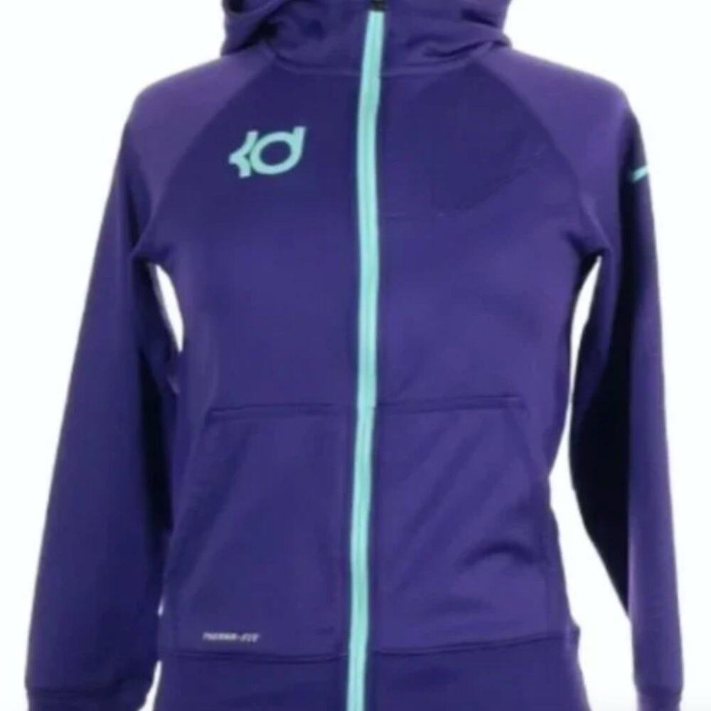 Nike Kevin Durant KD Thermal Fit Purple Full Zip Swoosh Hoodie L